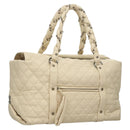 CHANEL Matelasse Hand Bag Leather Beige CC Auth bs24070V-1