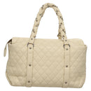 CHANEL Matelasse Hand Bag Leather Beige CC Auth bs24070V-2