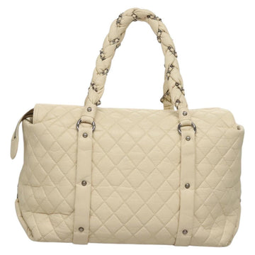 CHANEL Matelasse Hand Bag Leather Beige CC Auth bs24070V - 0