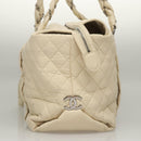 CHANEL Matelasse Hand Bag Leather Beige CC Auth bs24070V-3