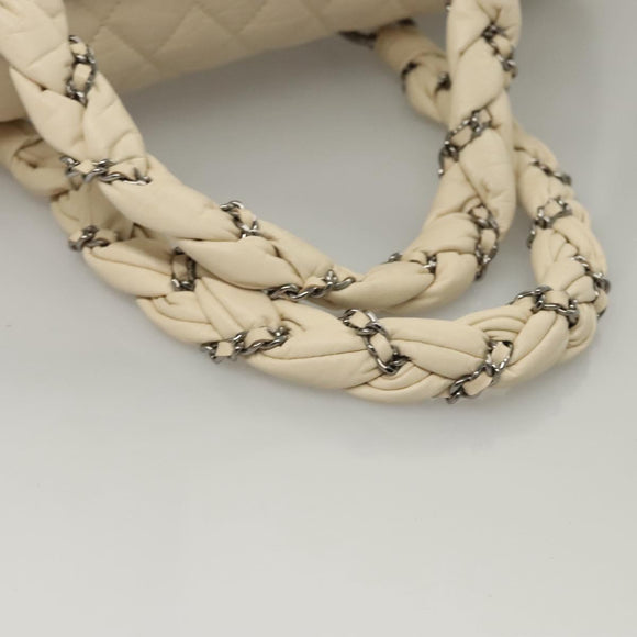 CHANEL Matelasse Hand Bag Leather Beige CC Auth bs24070V