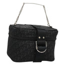 Christian Dior Trotter Canvas Vanity Chain Pouch Black Silver Auth bs24090-1