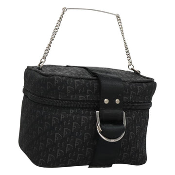 Christian Dior Trotter Canvas Vanity Chain Pouch Black Silver Auth bs24090
