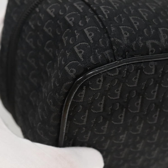 Christian Dior Trotter Canvas Vanity Chain Pouch Black Silver Auth bs24090