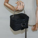 Christian Dior Trotter Canvas Vanity Chain Pouch Black Silver Auth bs24090-21