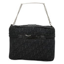Christian Dior Trotter Canvas Vanity Chain Pouch Black Silver Auth bs24090-2
