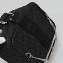 Christian Dior Trotter Canvas Vanity Chain Pouch Black Silver Auth bs24090-6