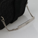 Christian Dior Trotter Canvas Vanity Chain Pouch Black Silver Auth bs24090-7