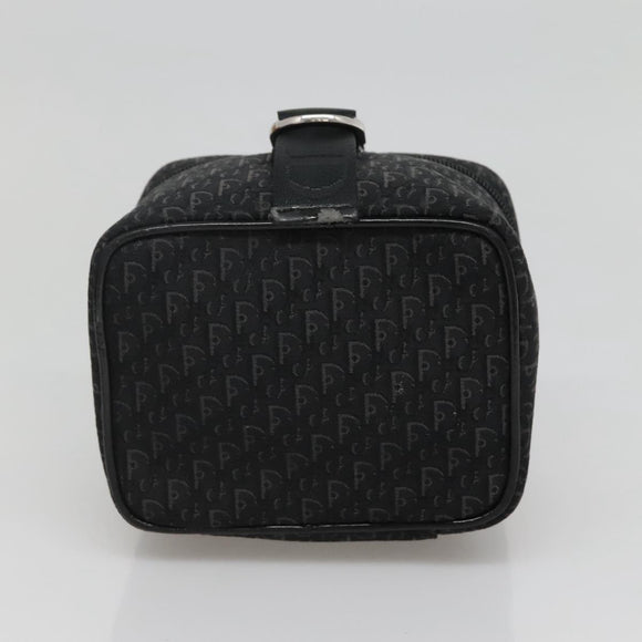 Christian Dior Trotter Canvas Vanity Chain Pouch Black Silver Auth bs24090