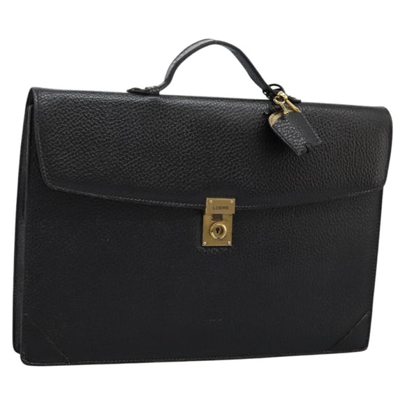 LOEWE Anagram Business Bag Leather Black Auth bs24101