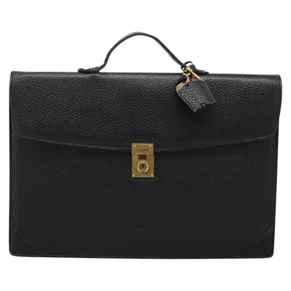 LOEWE Anagram Business Bag Leather Black Auth bs24101