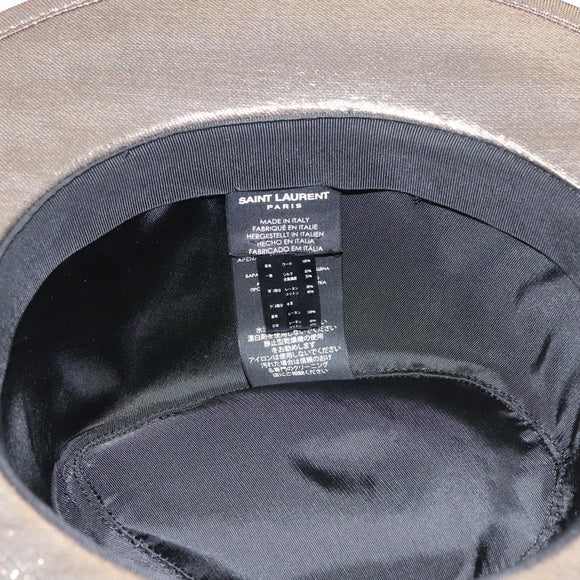 SAINT LAURENT Hat Canvas Gold Tone Auth bs24106