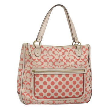 Coach Signature Tote Bag Canvas Pink Auth bs24113