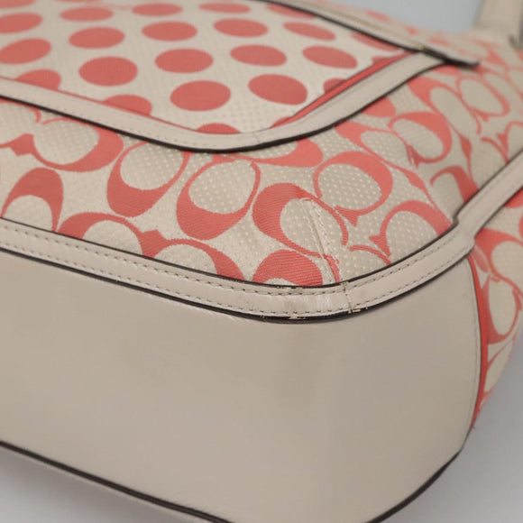 Coach Signature Tote Bag Canvas Pink Auth bs24113