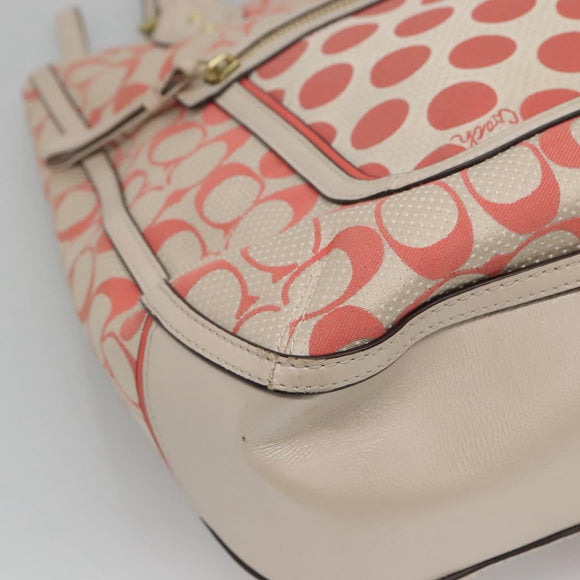 Coach Signature Tote Bag Canvas Pink Auth bs24113