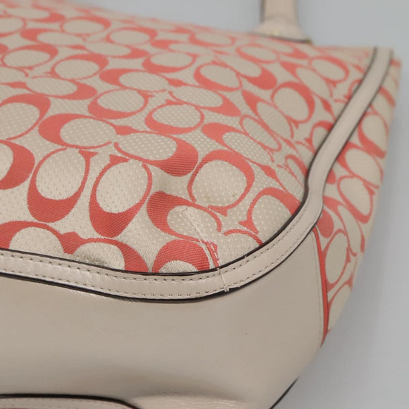 Coach Signature Tote Bag Canvas Pink Auth bs24113