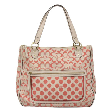 Coach Signature Tote Bag Canvas Pink Auth bs24113 - 0
