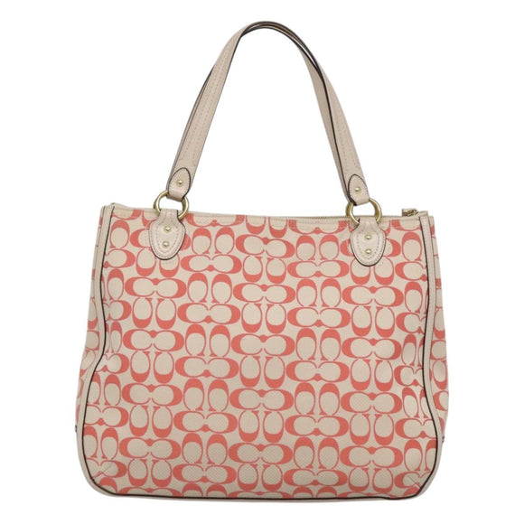Coach Signature Tote Bag Canvas Pink Auth bs24113