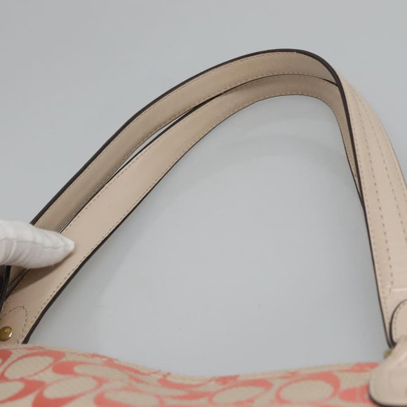 Coach Signature Tote Bag Canvas Pink Auth bs24113