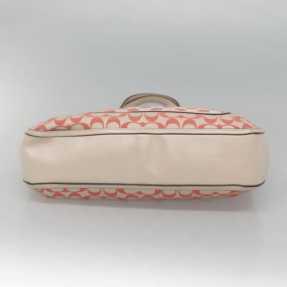 Coach Signature Tote Bag Canvas Pink Auth bs24113