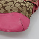 Coach Signature Shoulder Bag Canvas Beige Pink Auth bs24115-9