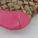 Coach Signature Shoulder Bag Canvas Beige Pink Auth bs24115-15