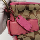 Coach Signature Shoulder Bag Canvas Beige Pink Auth bs24115-17
