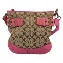 Coach Signature Shoulder Bag Canvas Beige Pink Auth bs24115-13