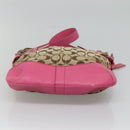 Coach Signature Shoulder Bag Canvas Beige Pink Auth bs24115-5