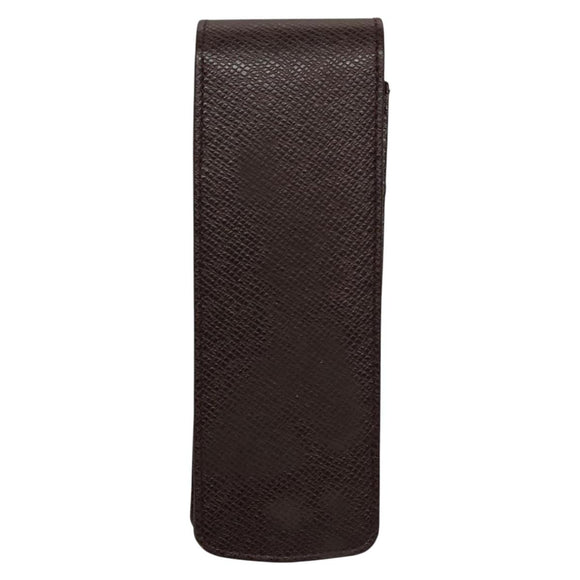 LOUIS VUITTON Taiga Dog Solo Pen Case Acajou LV Auth bs24147