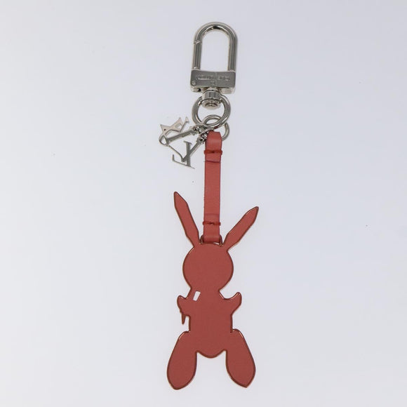LOUIS VUITTON Rabbit Jeff Key Ring metal Pink M62734 LV Auth bs24153