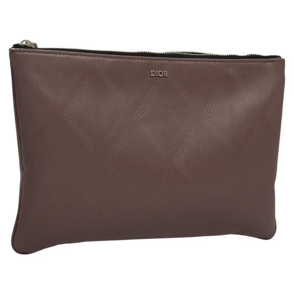 Christian Dior Pouch PVC Leather Purple Auth bs24156