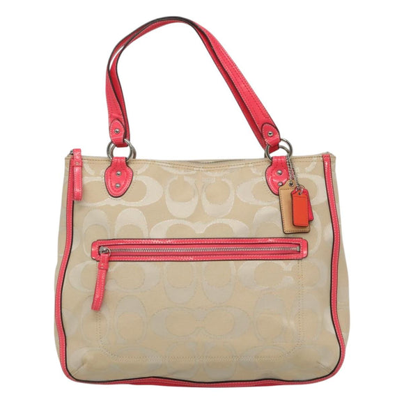 Coach Signature Tote Bag Canvas Beige Auth bs24162
