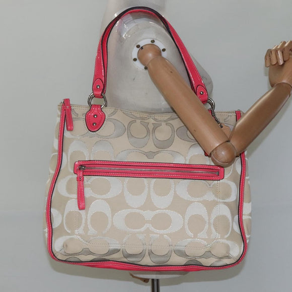 Coach Signature Tote Bag Canvas Beige Auth bs24162