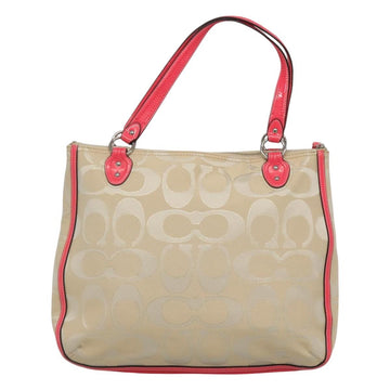 Coach Signature Tote Bag Canvas Beige Auth bs24162 - 0