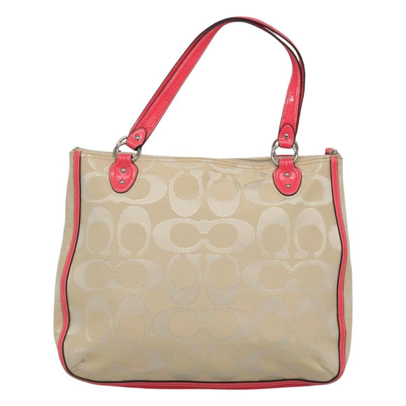 Coach Signature Tote Bag Canvas Beige Auth bs24162