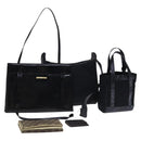 GUCCI GG Canvas Shoulder Bag Patent leather 5 Set Black Auth bs24165-1