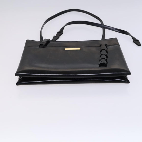 GUCCI GG Canvas Shoulder Bag Patent leather 5 Set Black Auth bs24165