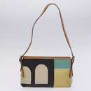 BALLY Shoulder Bag Canvas Leather 5 Set Beige Brown Navy Auth bs24168-3