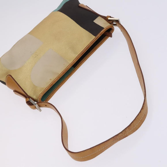 BALLY Shoulder Bag Canvas Leather 5 Set Beige Brown Navy Auth bs24168