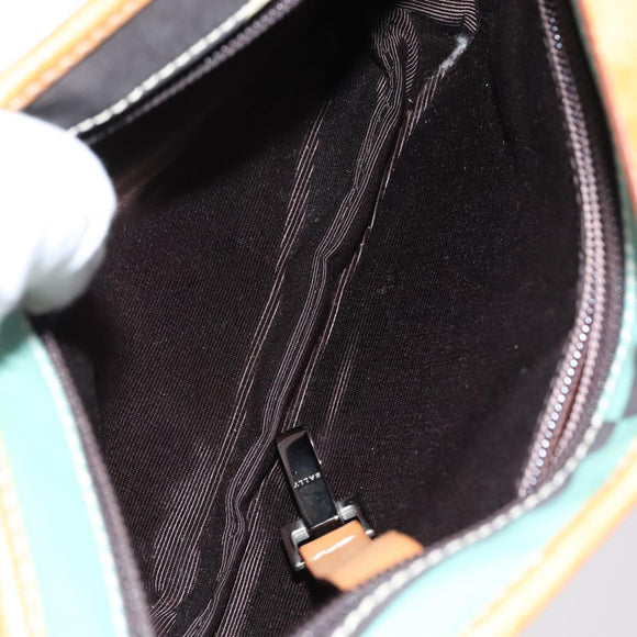 BALLY Shoulder Bag Canvas Leather 5Set Beige Brown Navy Auth bs24168