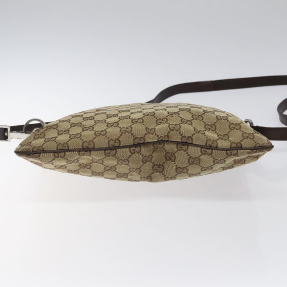 GUCCI GG Canvas Shoulder Bag Beige Silver 113013 Auth bs24169
