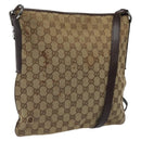 GUCCI GG Canvas Shoulder Bag Beige Silver 113013 Auth bs24169-1