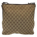 GUCCI GG Canvas Shoulder Bag Beige Silver 113013 Auth bs24169-2