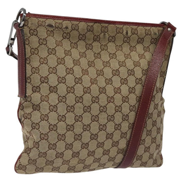 GUCCI GG Canvas Shoulder Bag Beige Silver 113013 Auth bs24171
