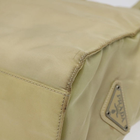 PRADA Tote Bag Nylon Beige Auth bs24173