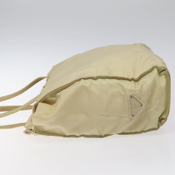 PRADA Tote Bag Nylon Beige Auth bs24173