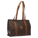 CELINE Macadam Canvas Tote Bag PVC Leather Brown Gold Auth bs24200-1