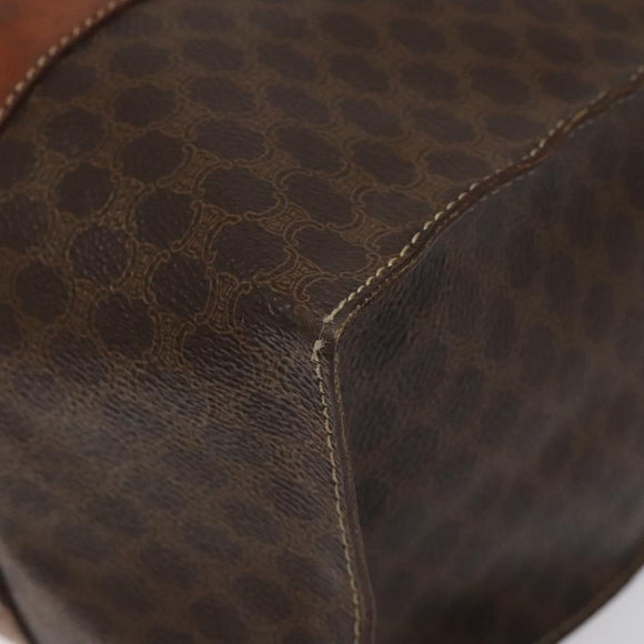 CELINE Macadam Canvas Tote Bag PVC Leather Brown Gold Auth bs24200