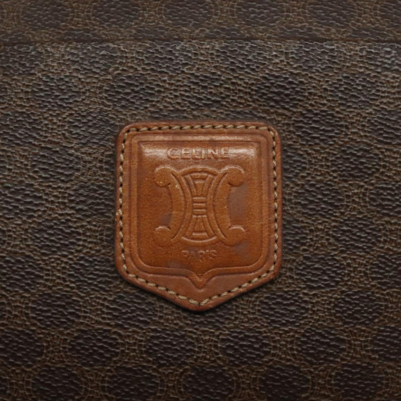 CELINE Macadam Canvas Tote Bag PVC Leather Brown Gold Auth bs24200